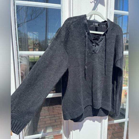 J Crew Linen Lace Up Beach Sweater - Picture 3 of 8